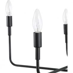 25 in. 6-Light Matte Black Modern Minimalist Hanging Candlestick Chandelier Pendant by YANSUN -YANSUN Shop black yansun chandeliers h dz054n3 4f 1000