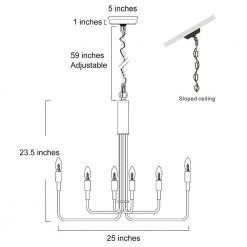 25 in. 6-Light Matte Black Modern Minimalist Hanging Candlestick Chandelier Pendant by YANSUN -YANSUN Shop black yansun chandeliers h dz054n3 c3 1000