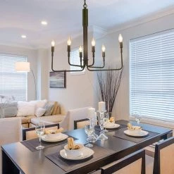 25 in. 6-Light Matte Black Modern Minimalist Hanging Candlestick Chandelier Pendant by YANSUN -YANSUN Shop black yansun chandeliers h dz054n3 fa 1000