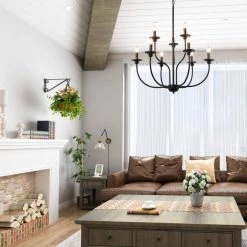 30 in. 9-Light Two Tier Black Classic Rustic Farmhouse Hanging Candlestick Chandelier by YANSUN -YANSUN Shop black yansun chandeliers h dz055 fa 1000