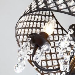 16.93 in. 4-Light Black Contemporary Drum Chandelier with Clear K9 Round Crystal Shade by YANSUN -YANSUN Shop black yansun chandeliers h dz056bn1 1f 1000