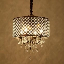 16.93 in. 4-Light Black Contemporary Drum Chandelier with Clear K9 Round Crystal Shade by YANSUN -YANSUN Shop black yansun chandeliers h dz056bn1 fa 1000