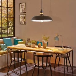 13.39 in.1-Light Black Farmhouse Pendant Hanging Light with Metal Shade by YANSUN -YANSUN Shop black yansun chandeliers h dz062n1 76 1000