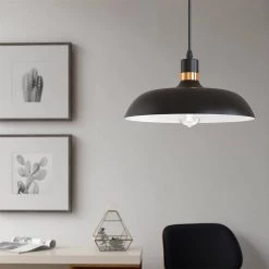 13.39 in.1-Light Black Farmhouse Pendant Hanging Light with Metal Shade by YANSUN -YANSUN Shop black yansun chandeliers h dz062n1 fa 1000