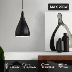 9.06 in. 1-Light Black Chandelier Pendant with Metal Shaded, Modern Style by YANSUN -YANSUN Shop black yansun chandeliers h dz064 fa 1000