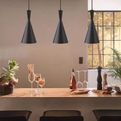 9.06 in.1-Light Black Pedant with Triangel Metal Shade, Nordic Style Kitchen Island Lighting by YANSUN -YANSUN Shop black yansun chandeliers h dz065n1 44 1000