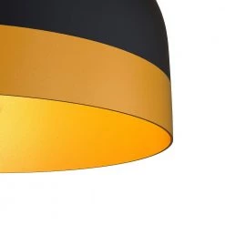 9.06 in. 1-Light Black Gold Ribbed Pendant with Metal Shaded, Minimalist Style by YANSUN -YANSUN Shop black yansun chandeliers h dz068 1f 1000