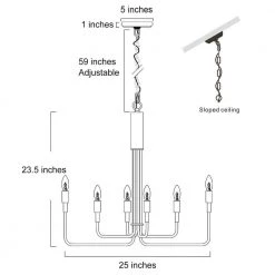 25 in. 6-Light Matte Black Modern Minimalist Hanging Candlestick Chandelier Pendant by YANSUN -YANSUN Shop black yansun chandeliers h dz073n1 c3 1000