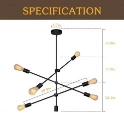 6-Light Black Unique Modern Linear Chandelier, Industrial Linear Kitchen Pendant Light by YANSUN -YANSUN Shop black yansun chandeliers h dz076 1f 1000