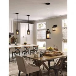 13.39 in. 1-Light Black Farmhouse Island Pendant Hanging Light with Wood Grain and Glass Shade (3-Pack) by YANSUN -YANSUN Shop black yansun chandeliers h dz077 3 fa 1000