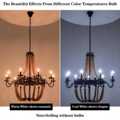 20 in. 8-Light Vintage Black Hemp Rope Wagon Wheel Chandelier by YANSUN 13 20 in. 8-Light Vintage Black Hemp Rope Wagon Wheel Chandelier by YANSUN -YANSUN Shop black yansun chandeliers h dz080 44 1000