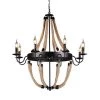 20 in. 8-Light Vintage Black Hemp Rope Wagon Wheel Chandelier by YANSUN 1 20 in. 8-Light Vintage Black Hemp Rope Wagon Wheel Chandelier by YANSUN -YANSUN Shop black yansun chandeliers h dz080 64 1000