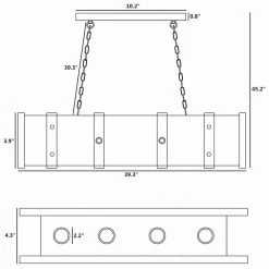 4-Light Kitchen Island-Linear LED Pendant with Wood Accents (Bulbs Included) by YANSUN -YANSUN Shop black yansun chandeliers h dz082 40 1000