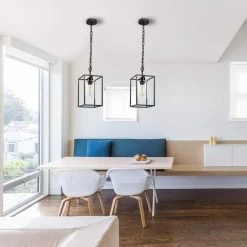 1-Light Black Hardwired Kitchen Island Lighting Fixtures with Glass Shade by YANSUN -YANSUN Shop black yansun chandeliers h dz089 76 1000