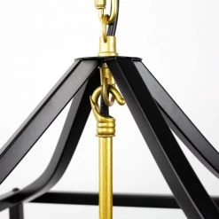 3-Light Black Lantern Caged Metal Pendant with Gold Candle Sleeves by YANSUN 13 3-Light Black Lantern Caged Metal Pendant with Gold Candle Sleeves by YANSUN -YANSUN Shop black yansun chandeliers h dz092 4f 1000