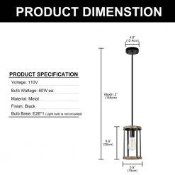 1-Light Matte Black and Barnwood Accents Lantern Cage Kitchen Island Pendant Light with Cylinder Metal Shade by YANSUN 12 1-Light Matte Black and Barnwood Accents Lantern Cage Kitchen Island Pendant Light with Cylinder Metal Shade by YANSUN -YANSUN Shop black yansun chandeliers h dz100 c3 1000
