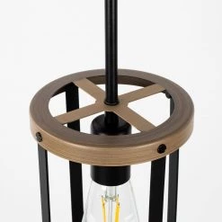 1-Light Matte Black Accents Lantern Cage Kitchen Island Pendant Light with Cylinder Metal Shade by YANSUN 12 1-Light Matte Black Accents Lantern Cage Kitchen Island Pendant Light with Cylinder Metal Shade by YANSUN -YANSUN Shop black yansun chandeliers h dz100n1 4f 1000