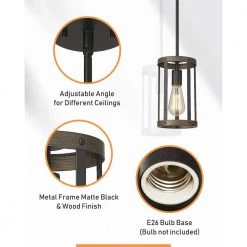 1-Light Matte Black Accents Lantern Cage Kitchen Island Pendant Light with Cylinder Metal Shade by YANSUN 16 1-Light Matte Black Accents Lantern Cage Kitchen Island Pendant Light with Cylinder Metal Shade by YANSUN -YANSUN Shop black yansun chandeliers h dz100n1 76 1000
