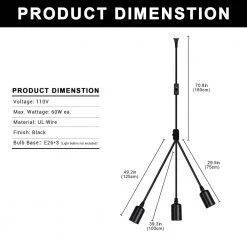 3-Light Black Plug-In Hanging Pendant with On/Off Switch by YANSUN -YANSUN Shop black yansun chandeliers h dz101n1 c3 1000