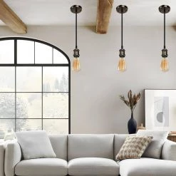 1-Light Black Vintage Hardwire Mini Pendant with Gold Socket (3-Pack) by YANSUN -YANSUN Shop black yansun chandeliers h dz102 3 44 1000