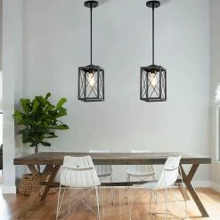 1-Light Black Kitchen Island Pendant with Cage Design Shade by YANSUN -YANSUN Shop black yansun chandeliers h dz103 1d 1000