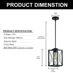 1-Light Black Kitchen Island Pendant with Cage Design Shade by YANSUN -YANSUN Shop black yansun chandeliers h dz103 4f 1000