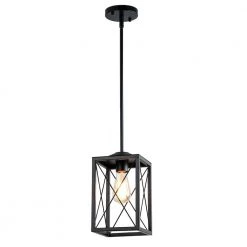 1-Light Black Kitchen Island Pendant with Cage Design Shade by YANSUN