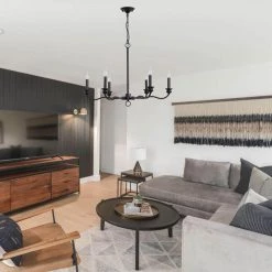 6-Light Black Modern Farmhouse Classic Candlestick Chandelier Island Pendant Light by YANSUN -YANSUN Shop black yansun chandeliers h dz107 76 1000