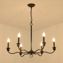 6-Light Black Modern Farmhouse Classic Candlestick Chandelier Island Pendant Light by YANSUN -YANSUN Shop black yansun chandeliers h dz107n1 fa 1000