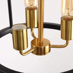 5.28 in. 3-Light Black Rustic Industrial Pendant Lighting with Gold Accent by YANSUN -YANSUN Shop black yansun chandeliers h dz111 4f 1000