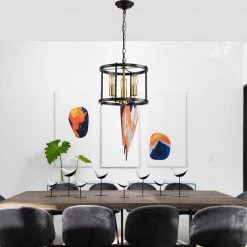 5.28 in. 3-Light Black Rustic Industrial Pendant Lighting with Gold Accent by YANSUN -YANSUN Shop black yansun chandeliers h dz111 fa 1000