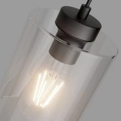 1-Light Modern Matte Black Island Pendant Light with Clear Glass Shade (2-Pack) by YANSUN -YANSUN Shop black yansun chandeliers h dz113 2 1f 1000