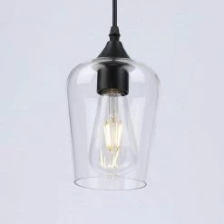 1-Light Modern Matte Black Wine Pendant Light with Clear Glass Shade (2-Pack) by YANSUN -YANSUN Shop black yansun chandeliers h dz114 2 1f 1000