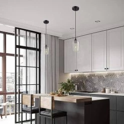 1-Light Modern Matte Black Wine Pendant Light with Clear Glass Shade (2-Pack) by YANSUN -YANSUN Shop black yansun chandeliers h dz114 2 76 1000