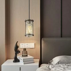 1-Light Black Unique Modern Metal Pendant with K9 Crystal Shade by YANSUN -YANSUN Shop black yansun chandeliers h dz115 44 1000