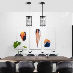 1-Light Black Unique Modern Metal Pendant with K9 Crystal Shade by YANSUN -YANSUN Shop black yansun chandeliers h dz115n1 44 1000