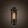 1-Light Black Cylinder Retro Style Pendant Light with Iron Mesh Shade by YANSUN 2 1-Light Black Cylinder Retro Style Pendant Light with Iron Mesh Shade by YANSUN -YANSUN Shop black yansun chandeliers h dz117 64 1000