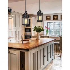 5.91 in.1-Light Black Farmhouse Island Pendant Hanging Light with Glass Shade by YANSUN -YANSUN Shop black yansun chandeliers h dz119 1f 1000