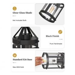 5.91 in.1-Light Black Farmhouse Island Pendant Hanging Light with Glass Shade by YANSUN -YANSUN Shop black yansun chandeliers h dz119 c3 1000