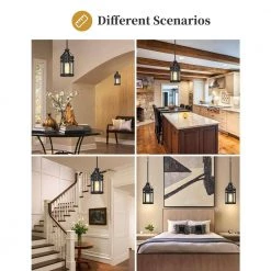 5.91 in.1-Light Black Farmhouse Island Pendant Hanging Light with Glass Shade by YANSUN -YANSUN Shop black yansun chandeliers h dz119 fa 1000