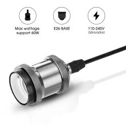 1-Light E26 Medium Base Vintage Ceiling Pendant Light with Black Socket by YANSUN -YANSUN Shop black yansun chandeliers h pl050m1e26 44 1000