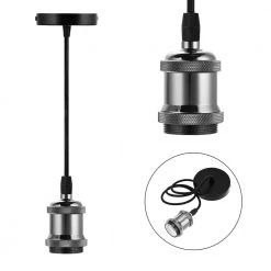 1-Light E26 Medium Base Vintage Ceiling Pendant Light with Black Socket by YANSUN