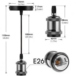 1-Light E26 Medium Base Vintage Ceiling Pendant Light with Black Socket by YANSUN -YANSUN Shop black yansun chandeliers h pl050m1e26 c3 1000