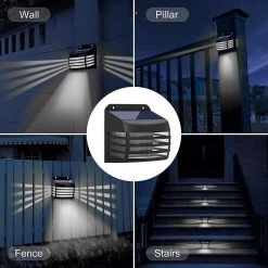 Solar Black Cool White LED Fence Deck Rail Light Pathway IP65 Weatherproof (8-Pack) by YANSUN 12 Solar Black Cool White LED Fence Deck Rail Light Pathway IP65 Weatherproof (8-Pack) by YANSUN -YANSUN Shop black yansun deck rail lights fx zh9000503 1f 1000