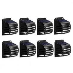 Solar Black Cool White LED Fence Deck Rail Light Pathway IP65 Weatherproof (8-Pack) by YANSUN