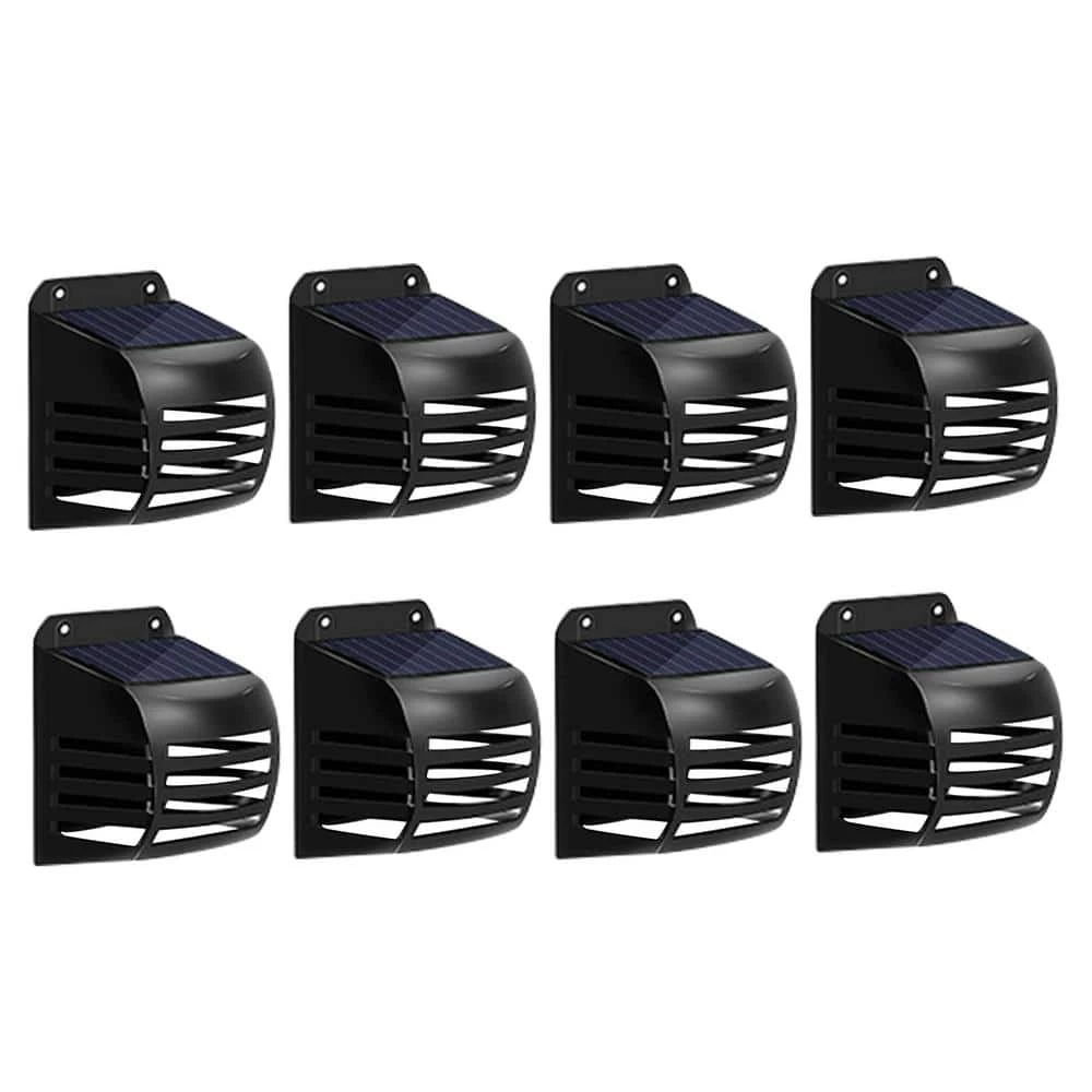 Solar Black Cool White LED Fence Deck Rail Light Pathway IP65 Weatherproof (8-Pack) by YANSUN 3 Solar Black Cool White LED Fence Deck Rail Light Pathway IP65 Weatherproof (8-Pack) by YANSUN