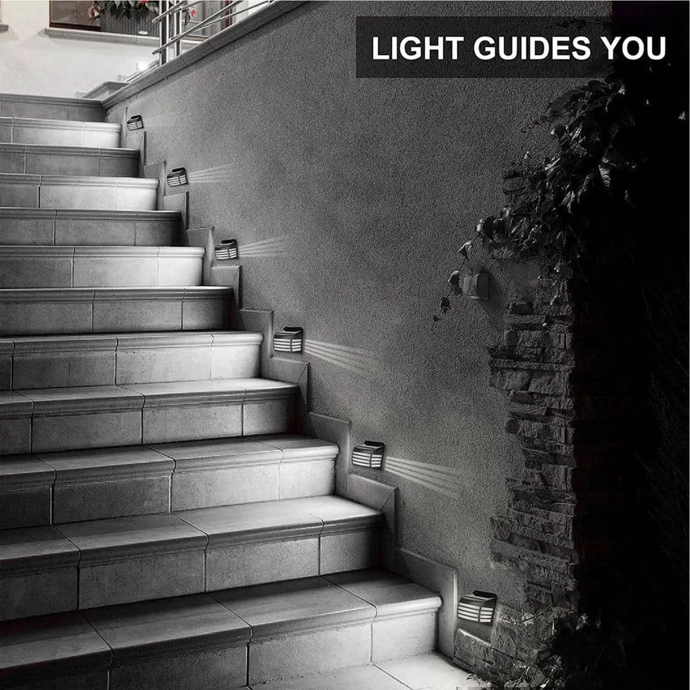 Solar Black Cool White LED Fence Deck Rail Light Pathway IP65 Weatherproof (8-Pack) by YANSUN 4 Solar Black Cool White LED Fence Deck Rail Light Pathway IP65 Weatherproof (8-Pack) by YANSUN - Image 2