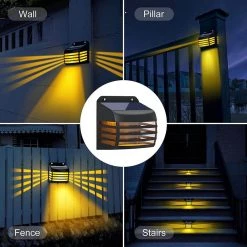 Solar Black Warm White LED Fence Deck Rail Light Pathway IP65 Weatherproof (8-Pack) by YANSUN -YANSUN Shop black yansun deck rail lights fx zh9000506 1f 1000