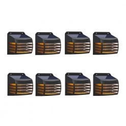 Solar Black Warm White LED Fence Deck Rail Light Pathway IP65 Weatherproof (8-Pack) by YANSUN