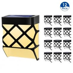 Solar Battery Black Integrated LED Dusk to Dawn Waterproof Decorative Deck Rail Light (12-Pack) by YANSUN